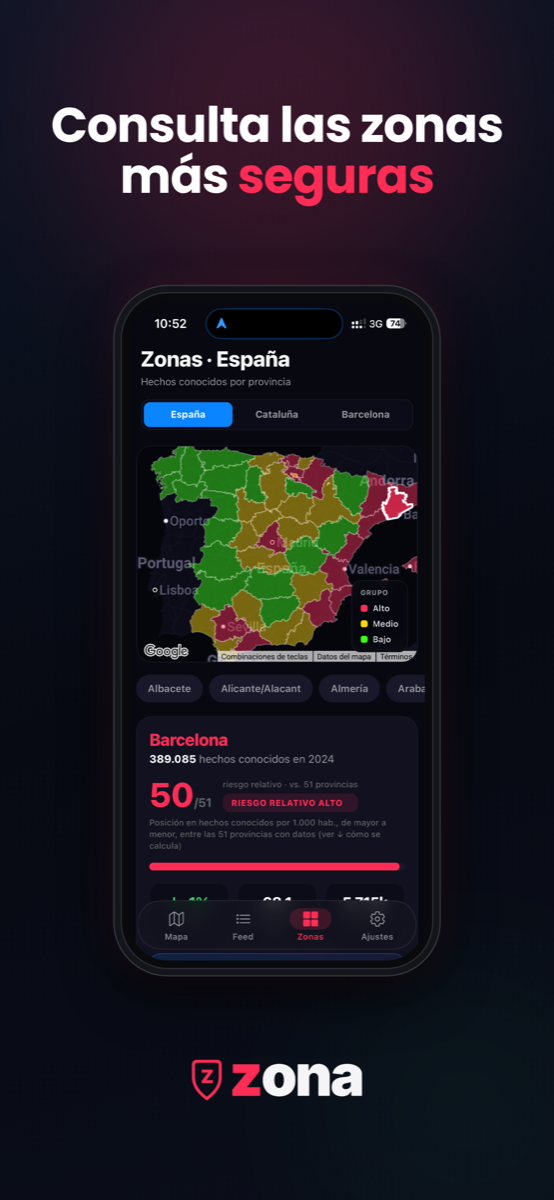 Nivel de riesgo por zona — app zona