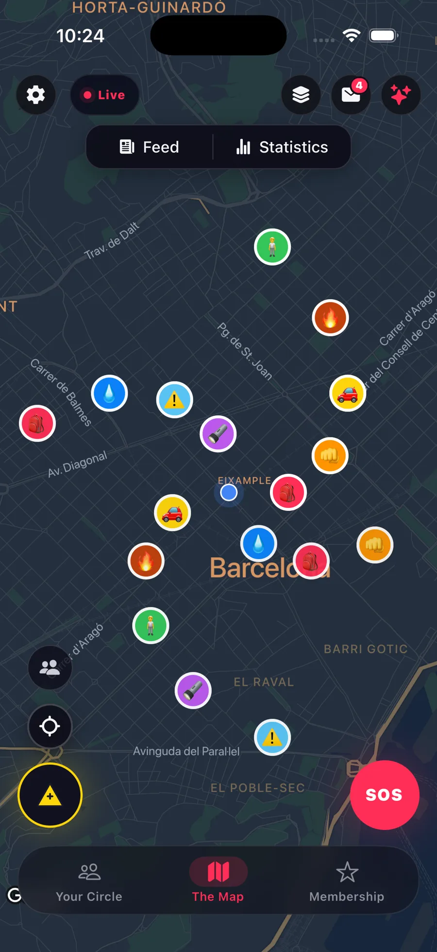 The Zona map with alerts near you