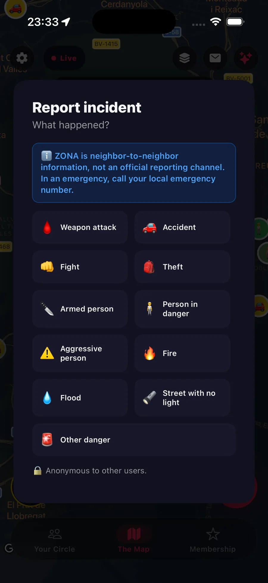Reporting an incident in the Zona app