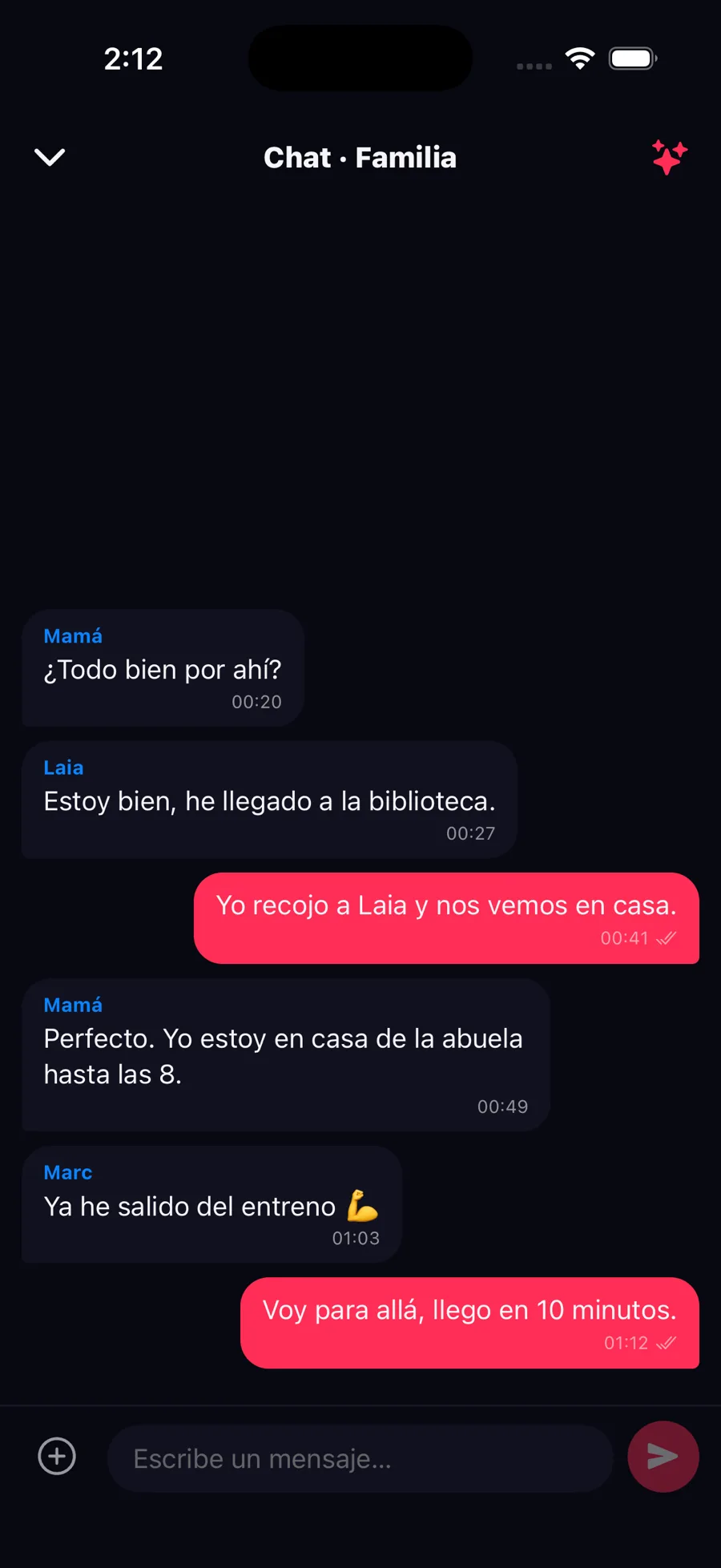 Chat privado del círculo en Zona