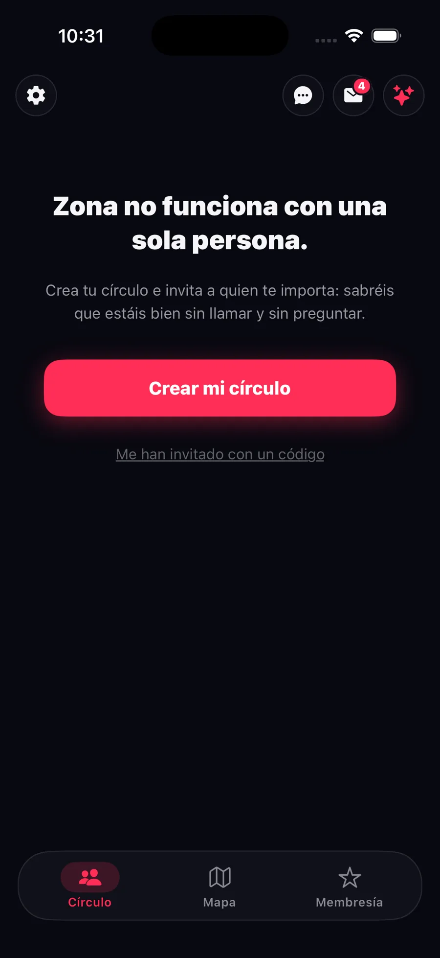 Crear o unir un círculo en la app Zona