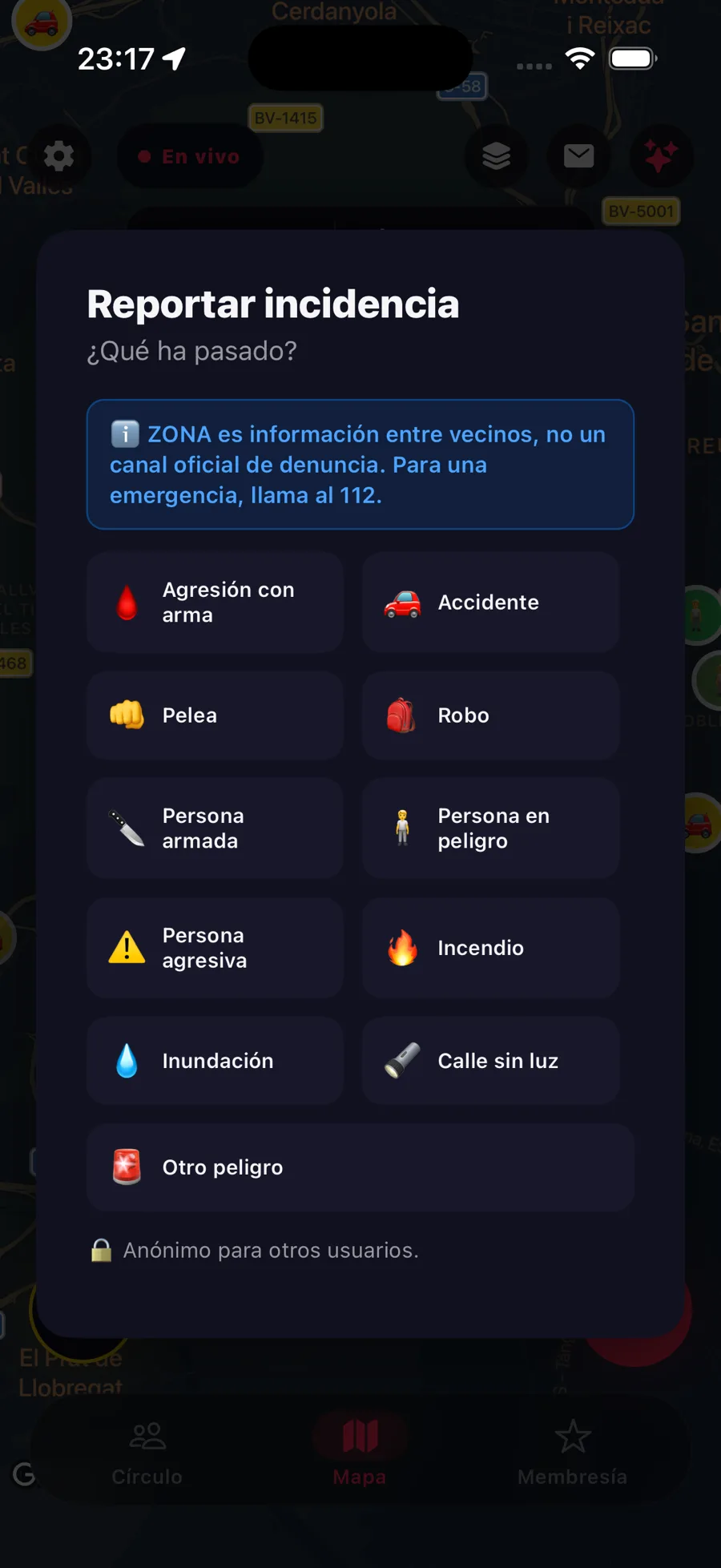 Reportar una incidencia en la app Zona
